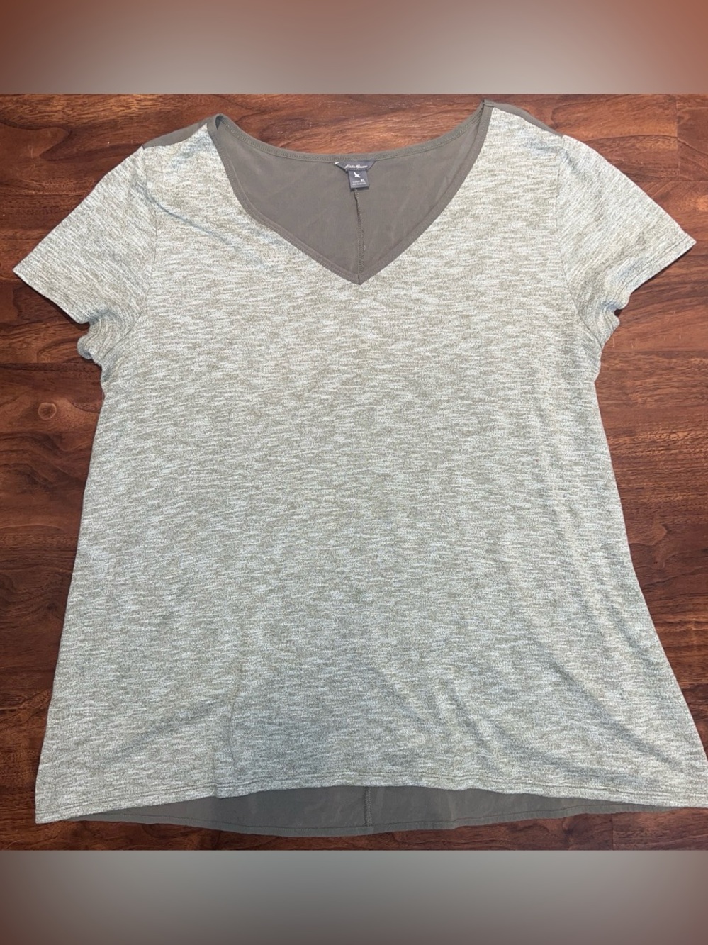 Eddie Bauer Olive V-Neck Short Sleeve Tee